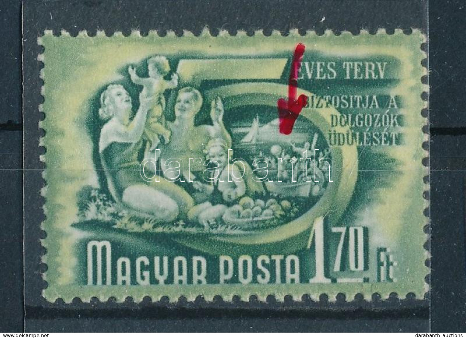 ** 1950 Ötéves Terv (I.) 1,70Ft Fehér Folt A Fürdőzők Között Lemezhibával - Other & Unclassified