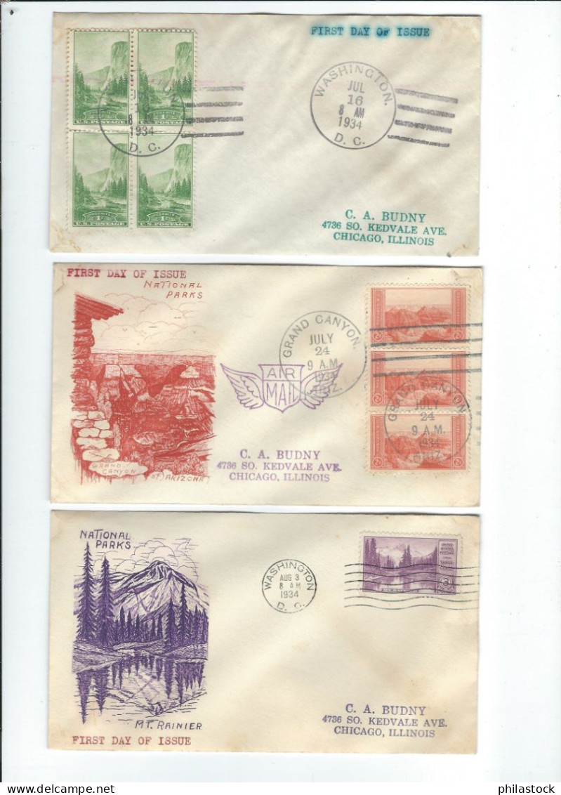 USA 1934 Lot De 11 FDC - Cartas & Documentos