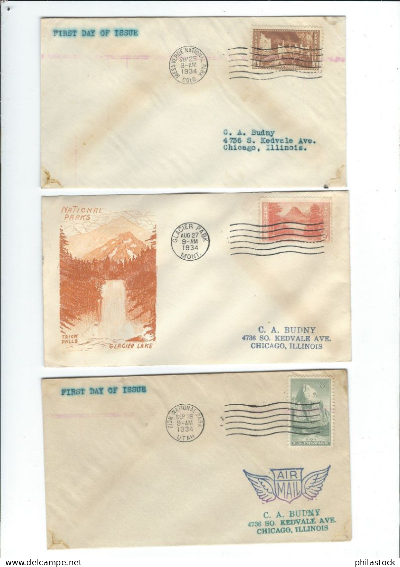 USA 1934 Lot De 11 FDC - Storia Postale