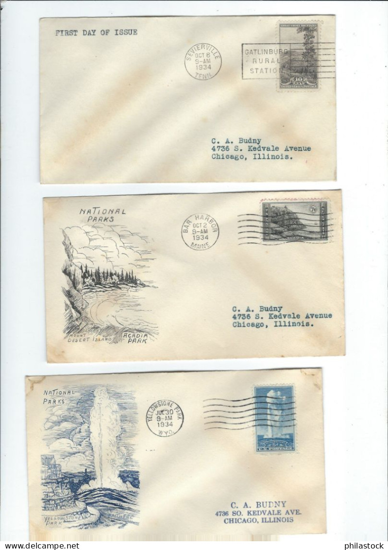 USA 1934 Lot De 11 FDC - Storia Postale