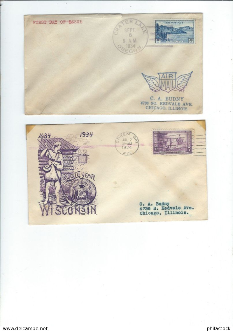 USA 1934 Lot De 11 FDC - Brieven En Documenten