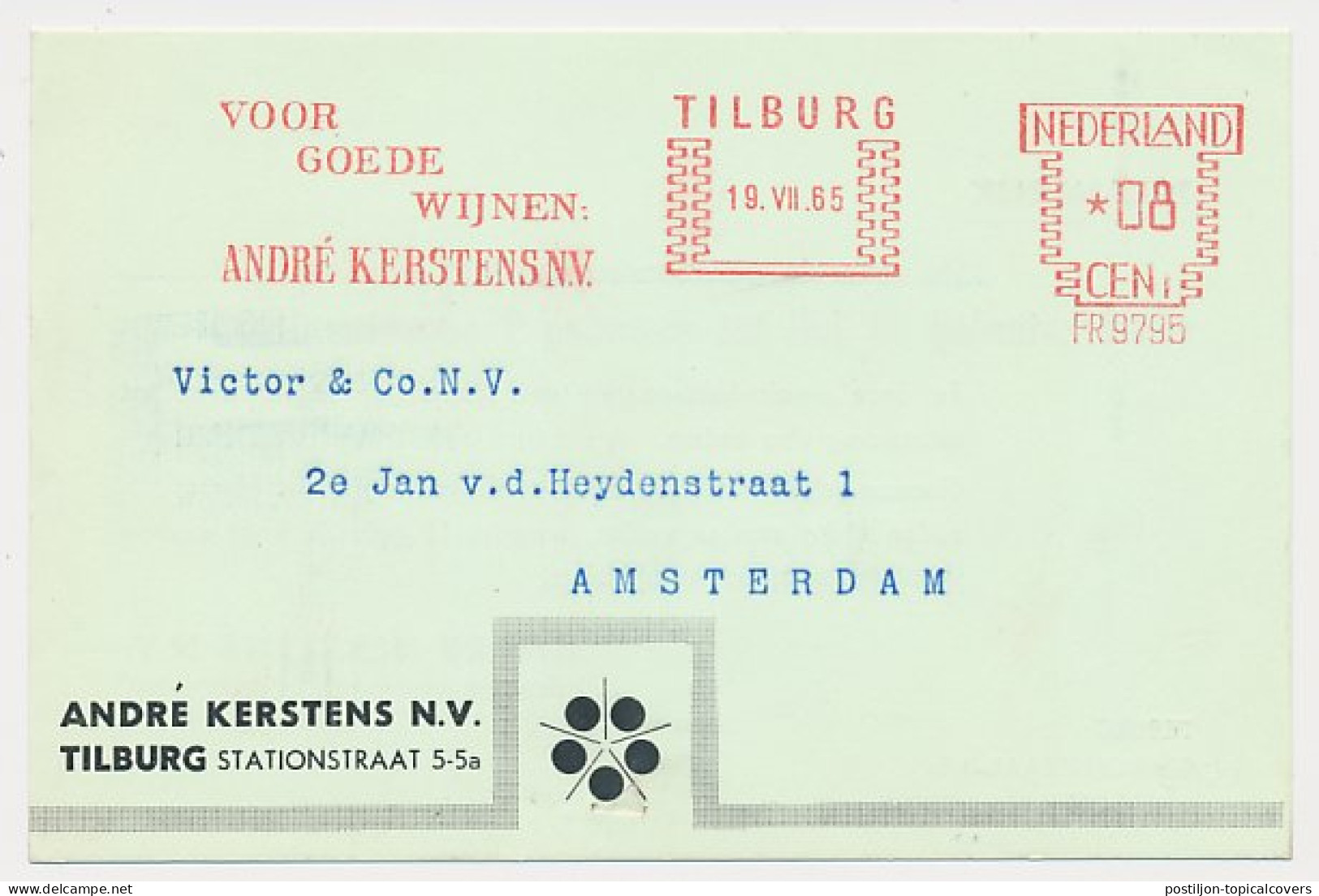 Meter Card Netherlands 1965 Wine Importer - Wines & Alcohols