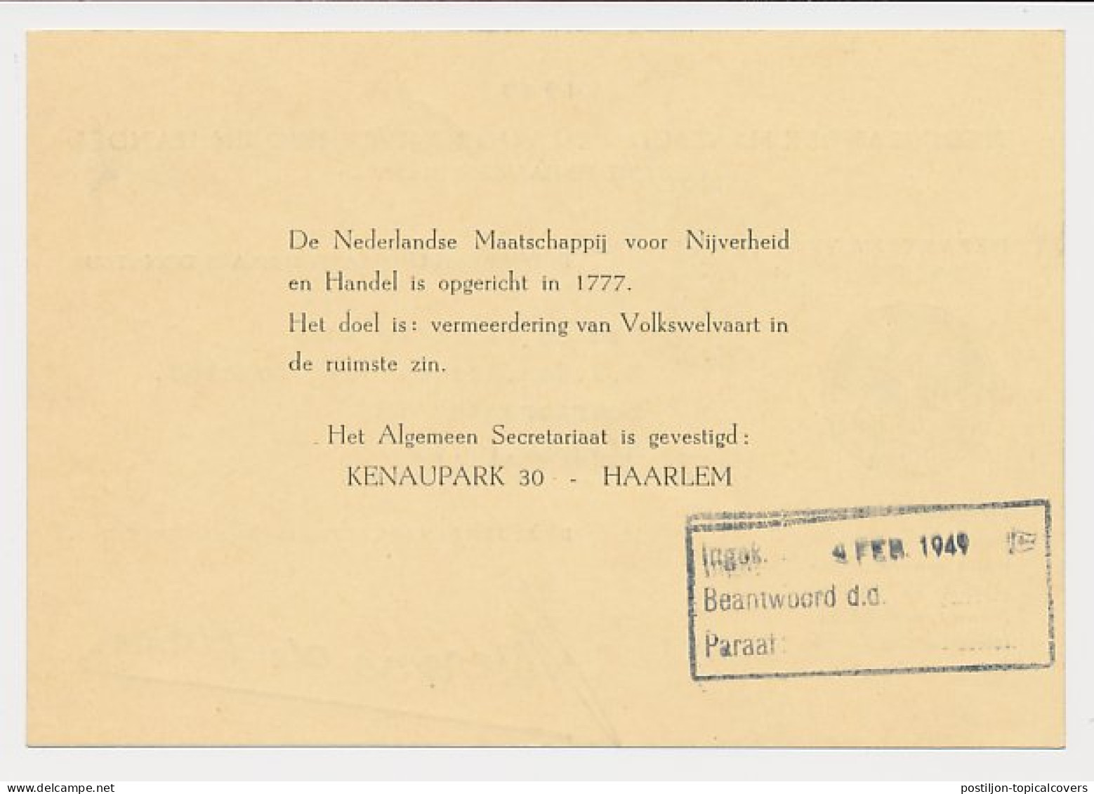 Fiscaal / Revenue - 10 C. Noord Holland - 1949 - Fiscaux