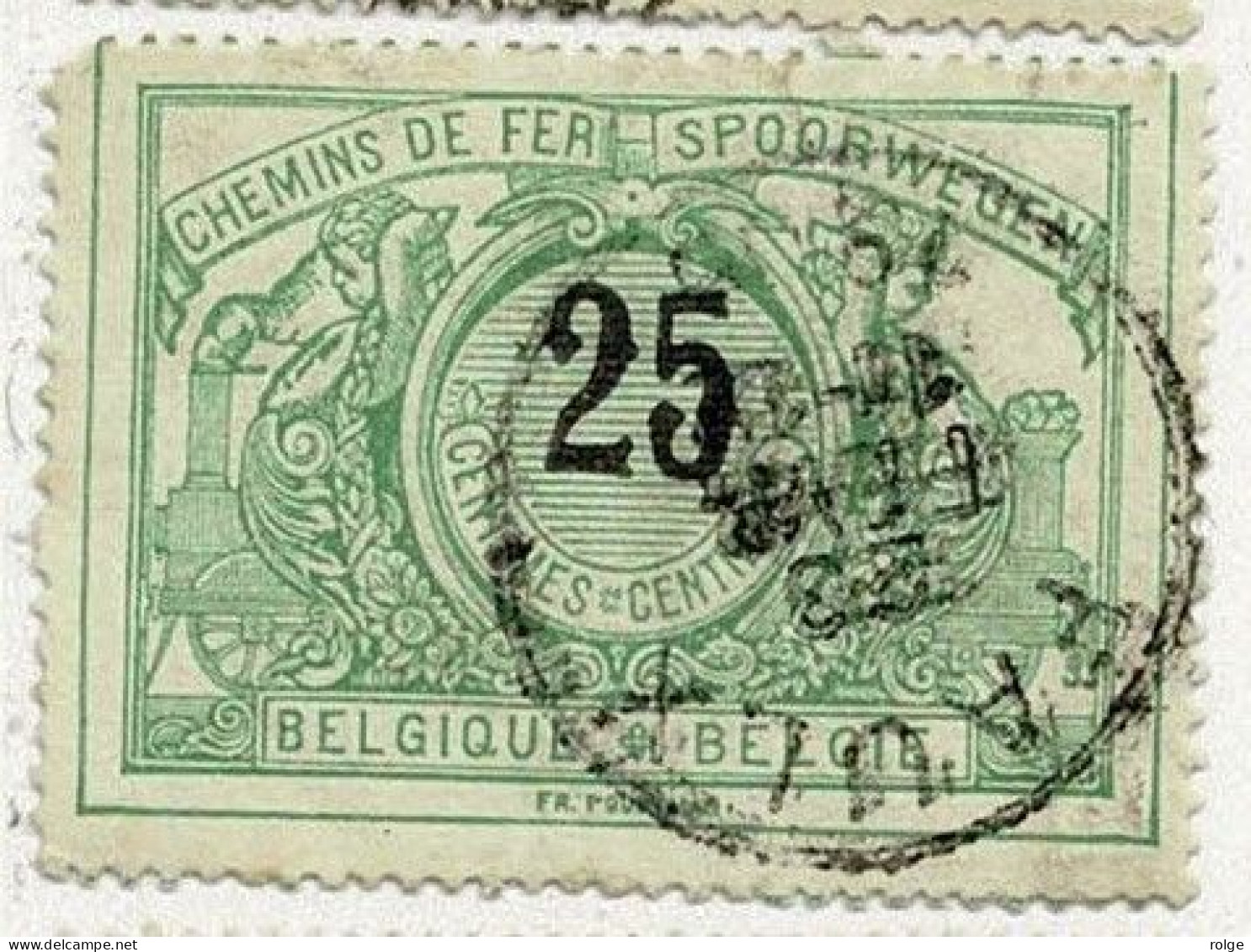 D081   FAULX    POSTSTEMPEL  OP SPOORWEGZEGEL N°18 - Oblitérés