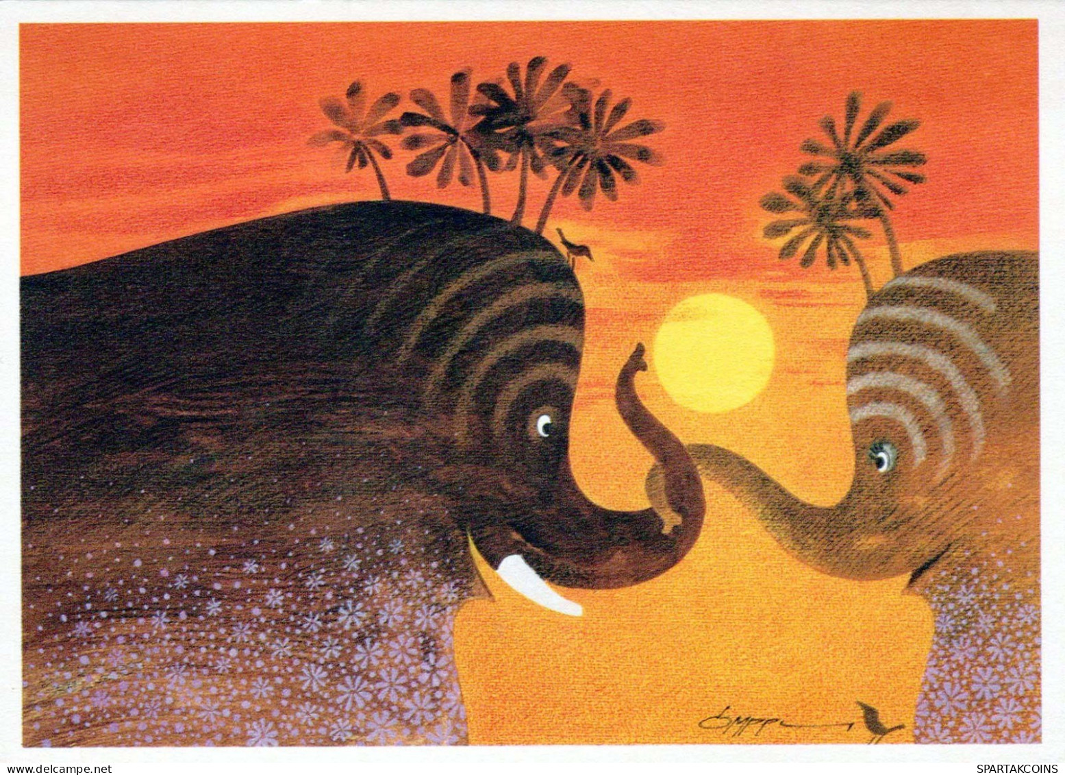 ELEFANTE Animales Vintage Tarjeta Postal CPSM #PBS764.ES - Elefantes