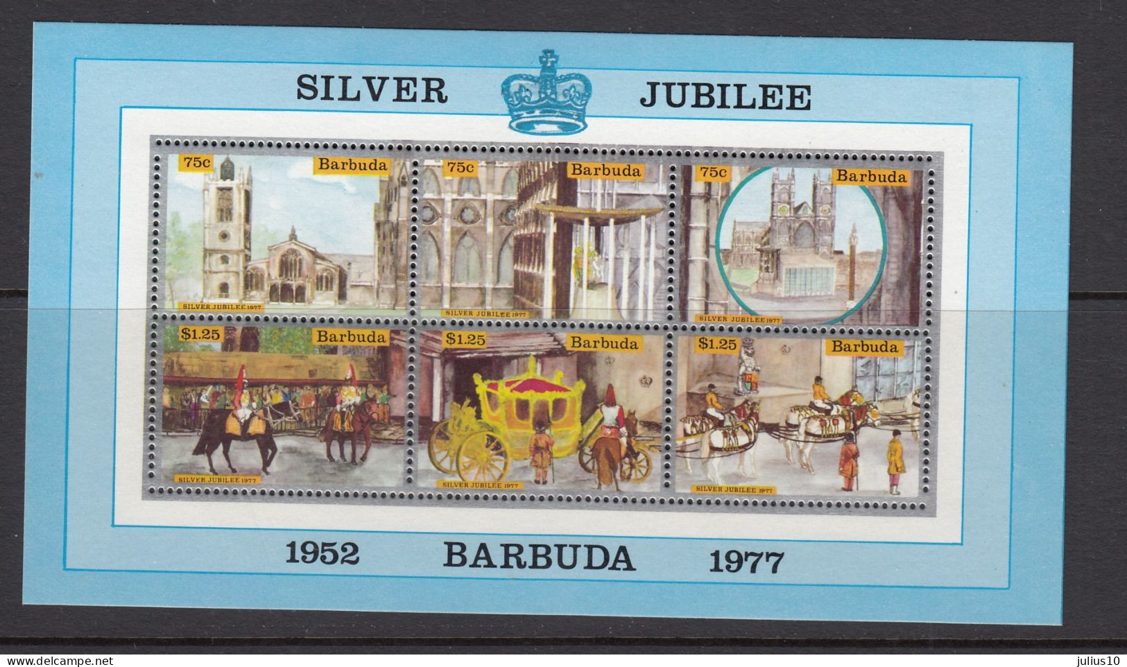 Barbuda 1977 Queen Elizabeth II Silver Jubilee  Mi Bl 22 MNH(**) #34099 - Familias Reales