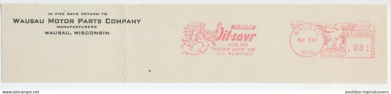 Meter Top Cut USA 1947 Indian - Wausau Oil Savr - American Indians