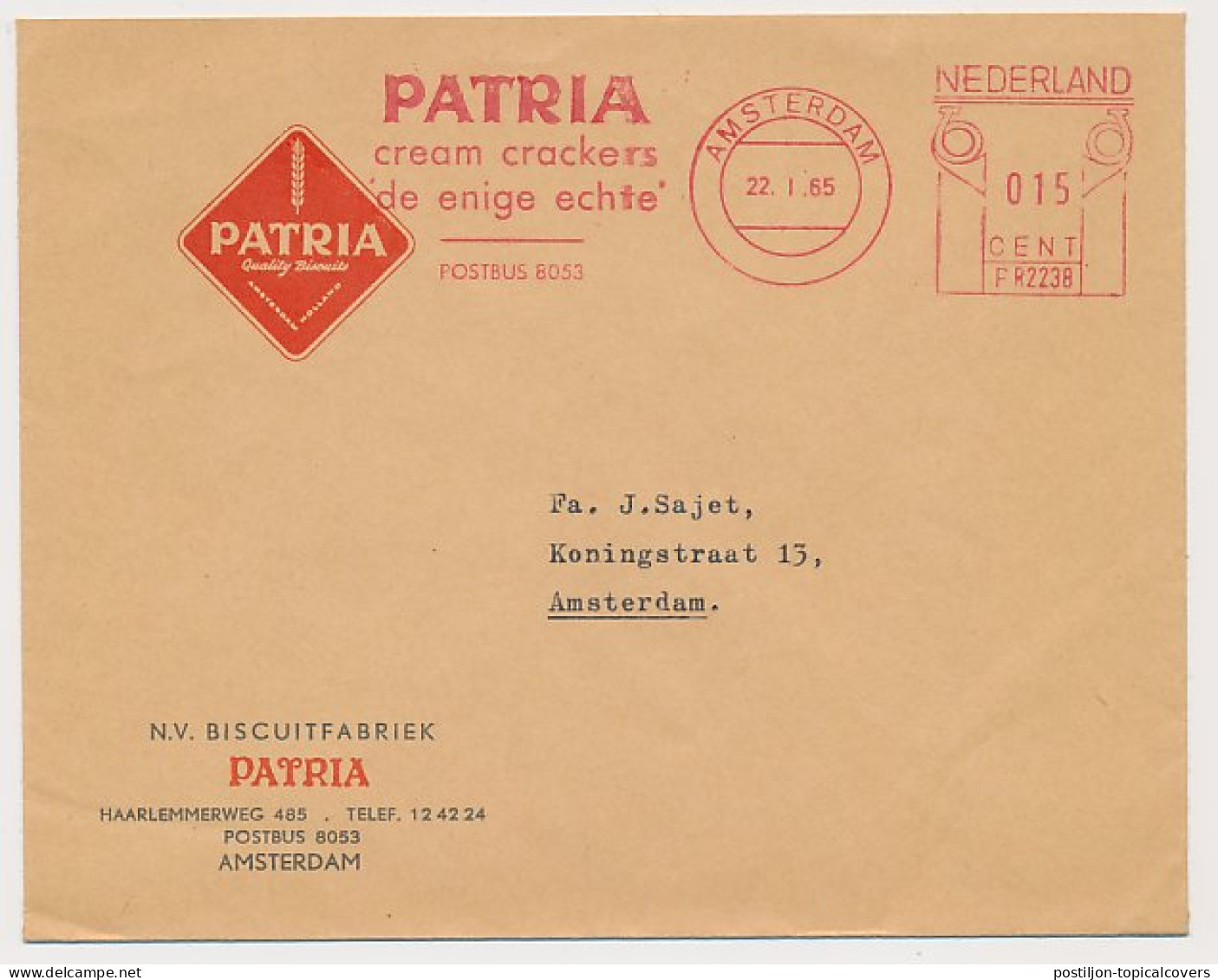 Meter Cover Netherlands 1965 Cream Crackers - Biscuit - Patria  - Food