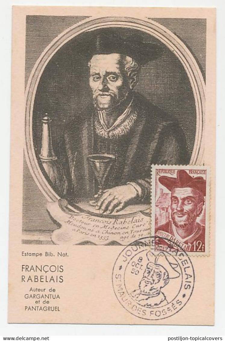 Maximum Card France 1950 Francois Rabelais - Author - Scrittori
