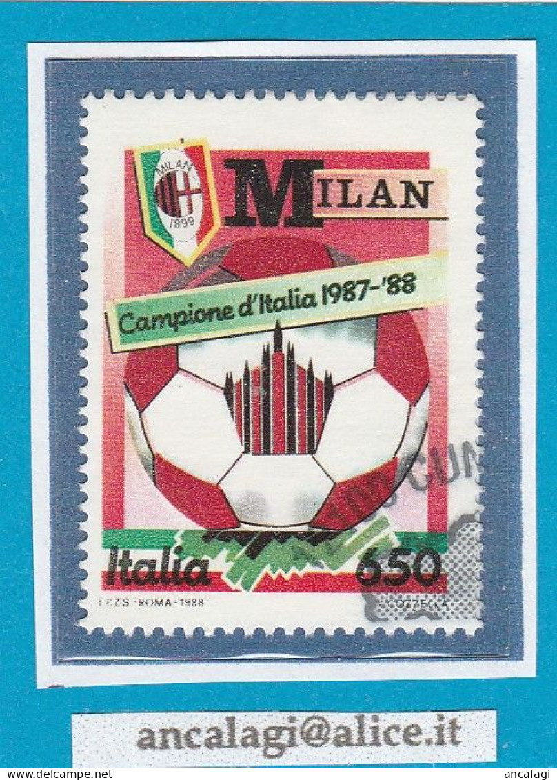 USATI ITALIA 1988 - Ref.0574A "SCUDETTO AL MILAN" 1val. - - 1981-90: Usati