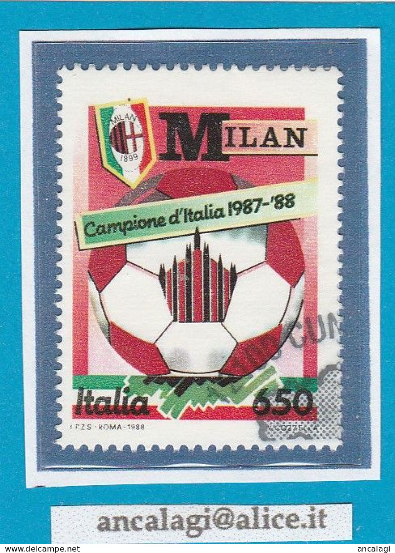 USATI ITALIA 1988 - Ref.0574A "SCUDETTO AL MILAN" 1val. - - 1981-90: Oblitérés