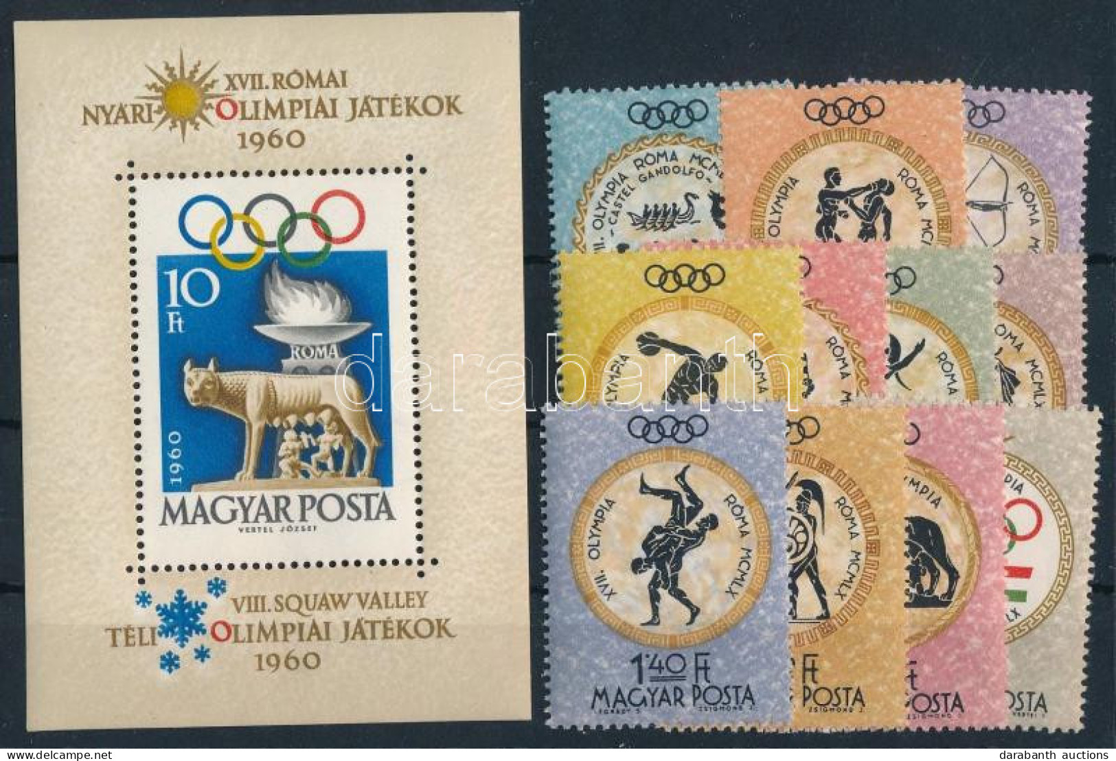 ** 1960 Olimpia - Róma Sor + Blokk (7.200) - Altri & Non Classificati