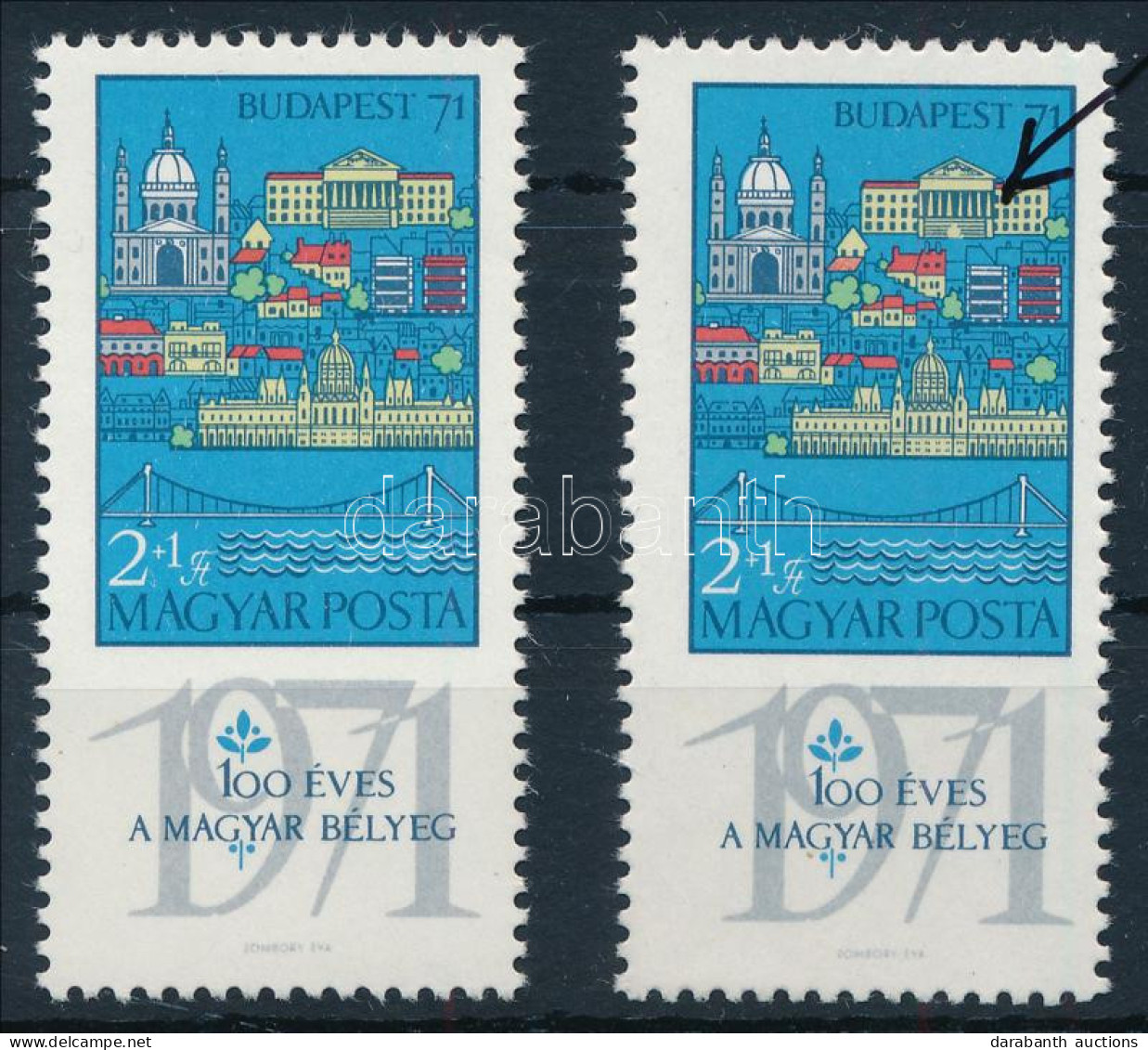 ** 1970 Budapest 2Ft Lemezhibával + Támpéldány / Mi 2572 With Plate Variety - Other & Unclassified