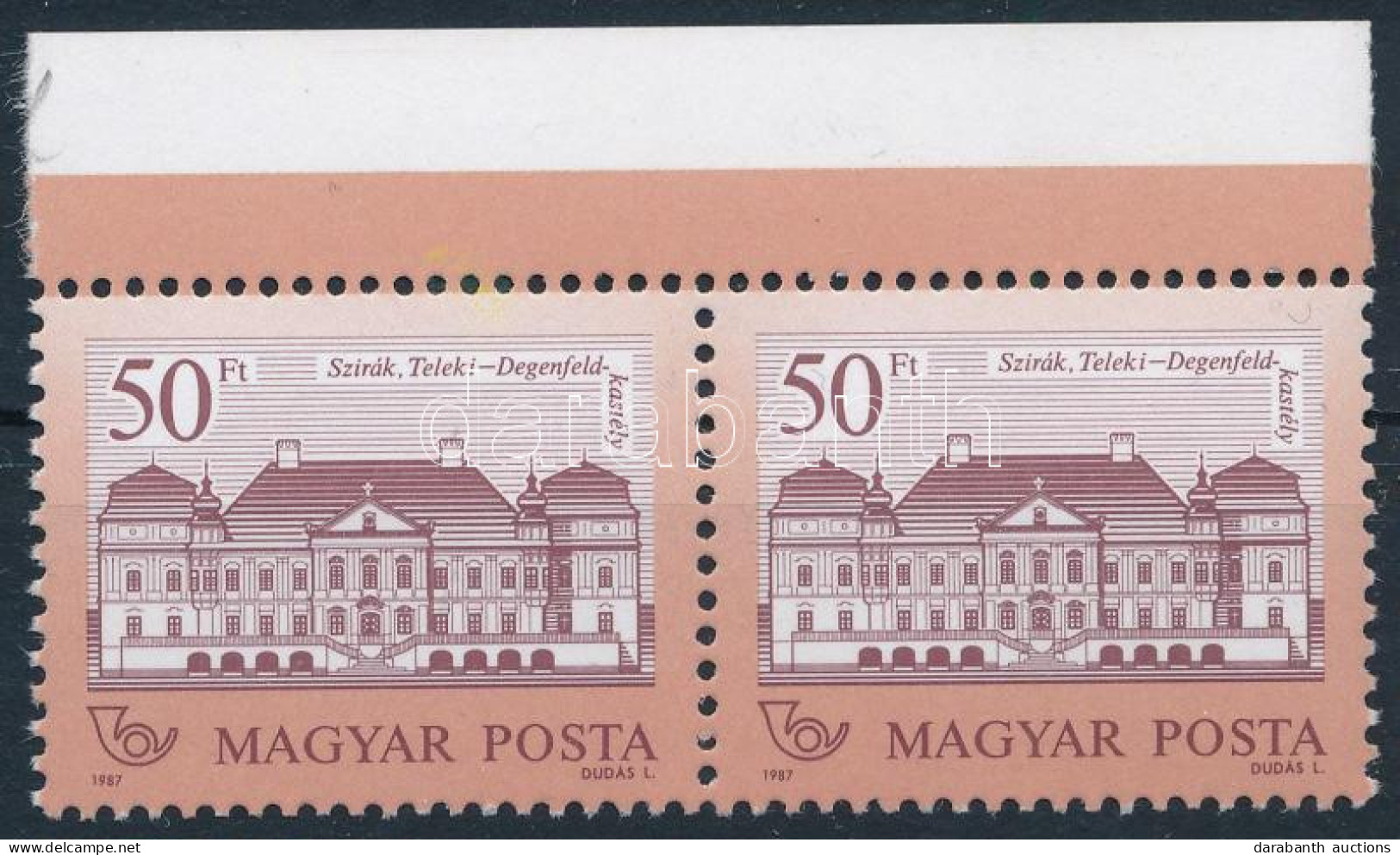 ** 1987 Kastélyok (II.) 50Ft ívszéli Pár Matt-fényes, Shil Papíron 12 : 11 1/2 Fogazással (8.000) - Sonstige & Ohne Zuordnung