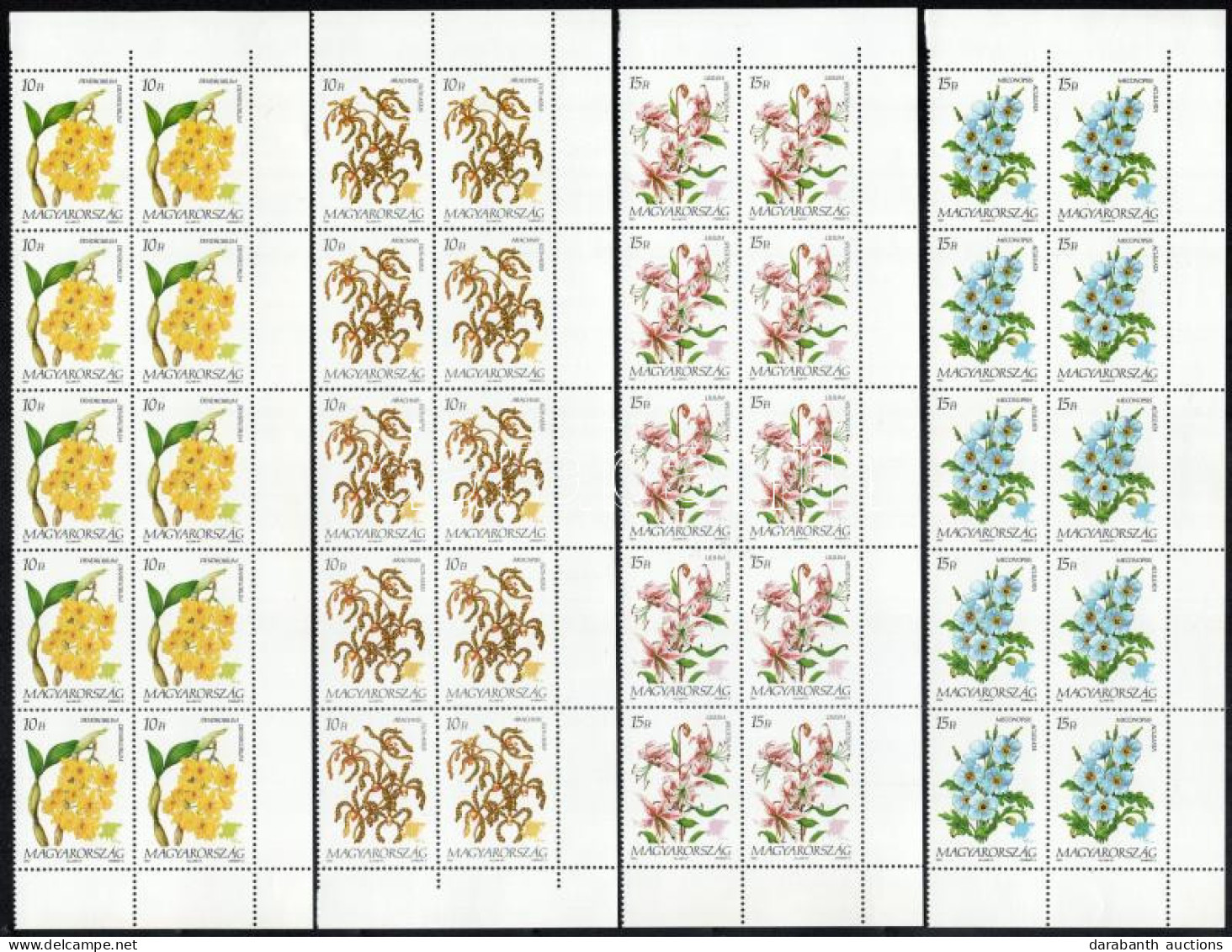 ** 1993 Földrészek Virágai (IV.) - Ázsia Sor ívsarki 10-es Tömbökben (6.000) - Sonstige & Ohne Zuordnung