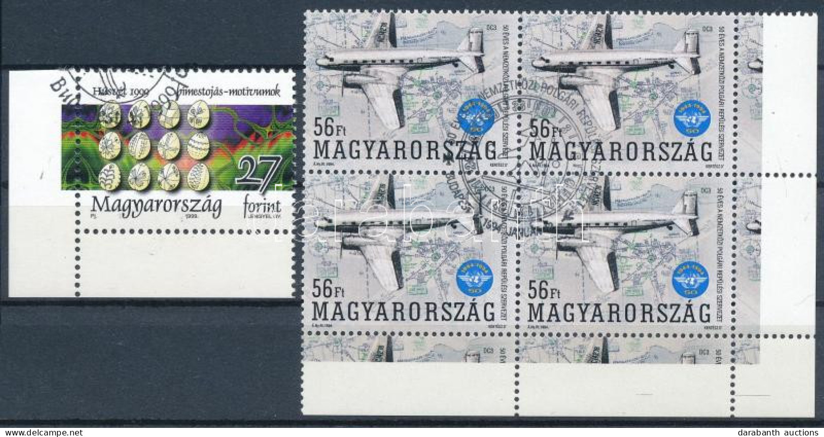 O 1994-1999 50 éves A Nemzetközi Polgári Repülési Szervezet ívsarki 4-es Tömb + Húsvét ívsarki Bélyeg, Mindegyik Bélyegk - Other & Unclassified