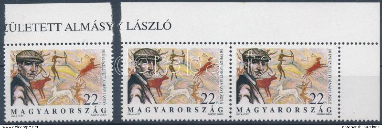 ** 1995 Almási László 3 Db ívszéli Bélyeg, Ebből Kettő ívszéli Felirattal (3.250) - Andere & Zonder Classificatie