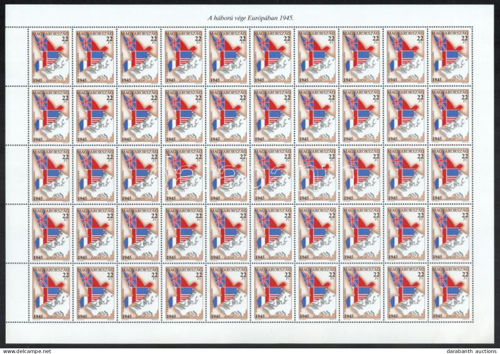 ** 1995 Europa CEPT Hajtatlan Teljes ívsor, ívszéli Felirattal (80.000) - Other & Unclassified