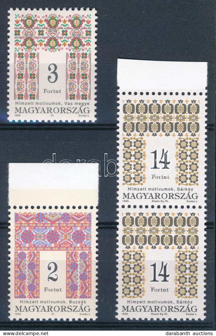 ** 1995 Magyar Népművészet (III.) 2Ft, 3Ft + 14Ft Párban Shil Papíron 11 1/2 : 12 Fogazással (14Ft Halvány Ujjlenyomatok - Other & Unclassified