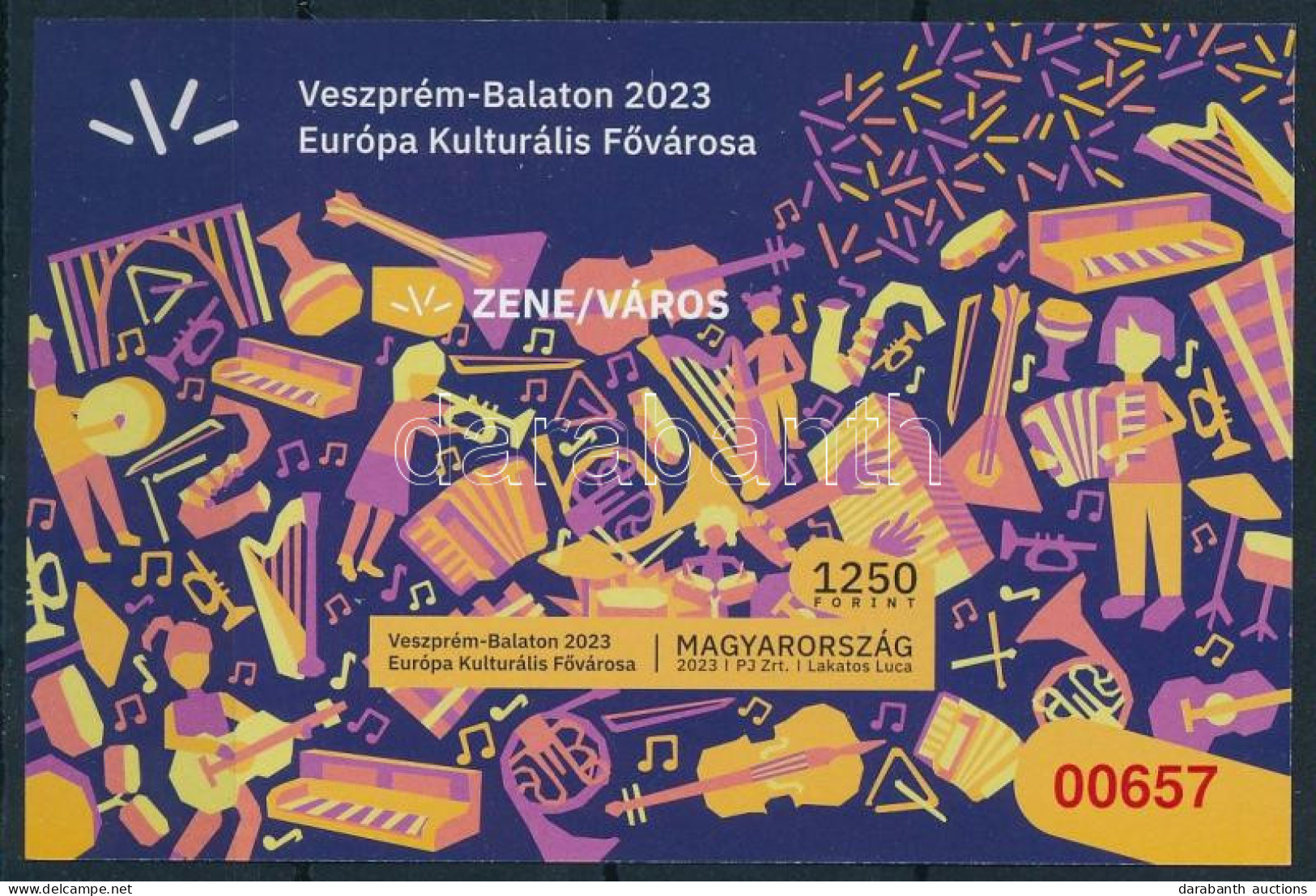** 2023 Veszprém-Balaton Európa Kulturális Fővárosa Vágott Blokk Piros Sorszámmal - Autres & Non Classés
