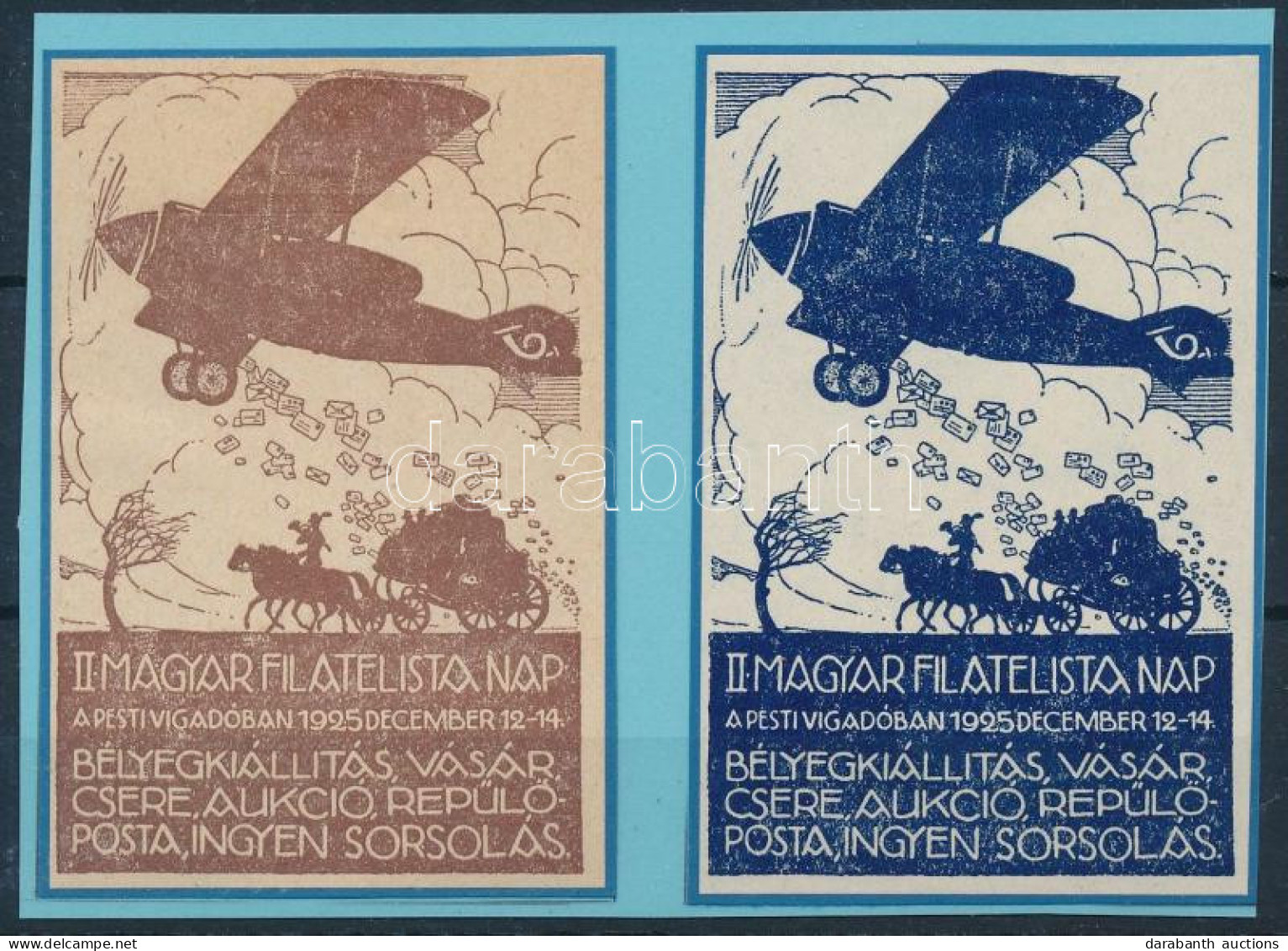 1925/4a+4ba II. Magyar Filatelista Nap Emlékív Pár Kartonra Ragasztva (32.000) - Other & Unclassified