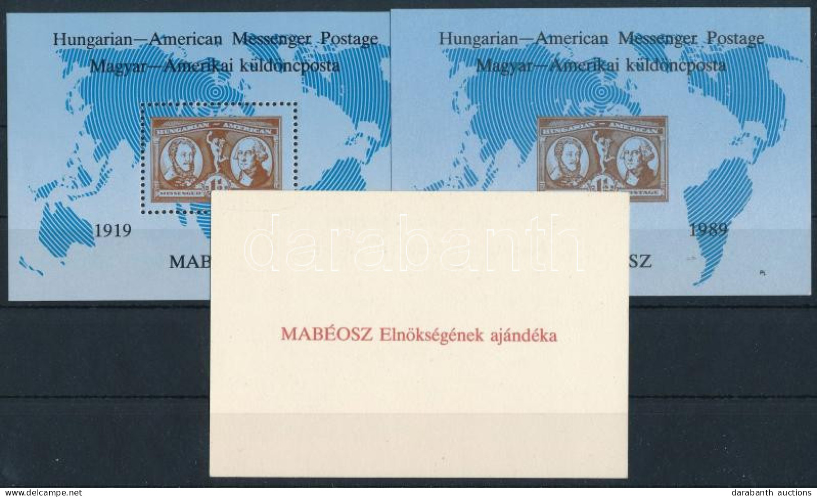 ** 1989 Magyar-amerikai Küldöncposta 3 Db Emlékív - Fogazott + Vágott + Elnökségi Ajándék - Sonstige & Ohne Zuordnung