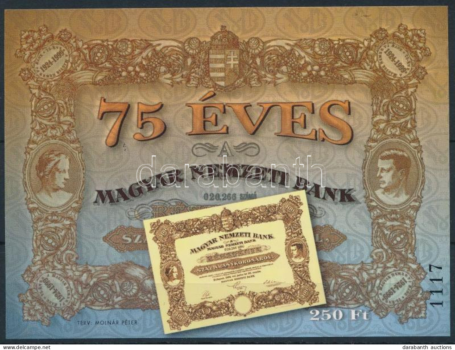 ** 1999 75 éves A Magyar Nemzeti Bank Emlékív - Other & Unclassified