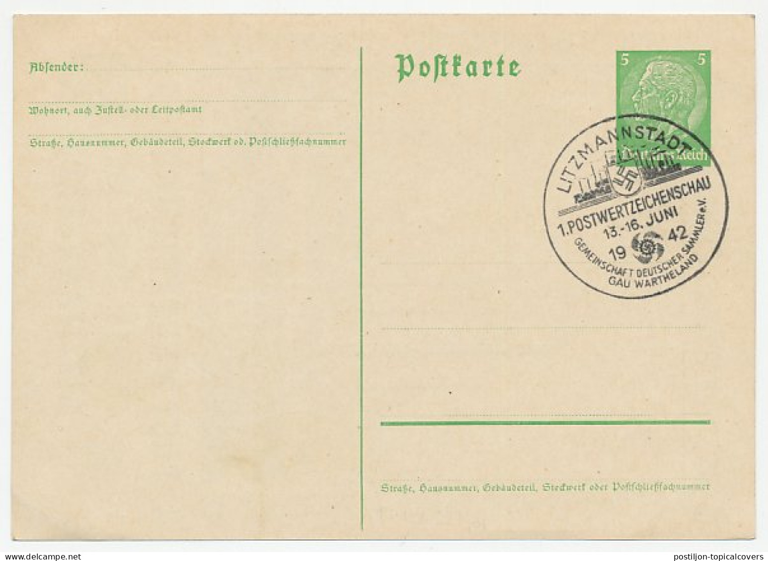 Postal Stationery Germany 1942 Stamp Show Litzmannstadt - Factories - Fabriken Und Industrien
