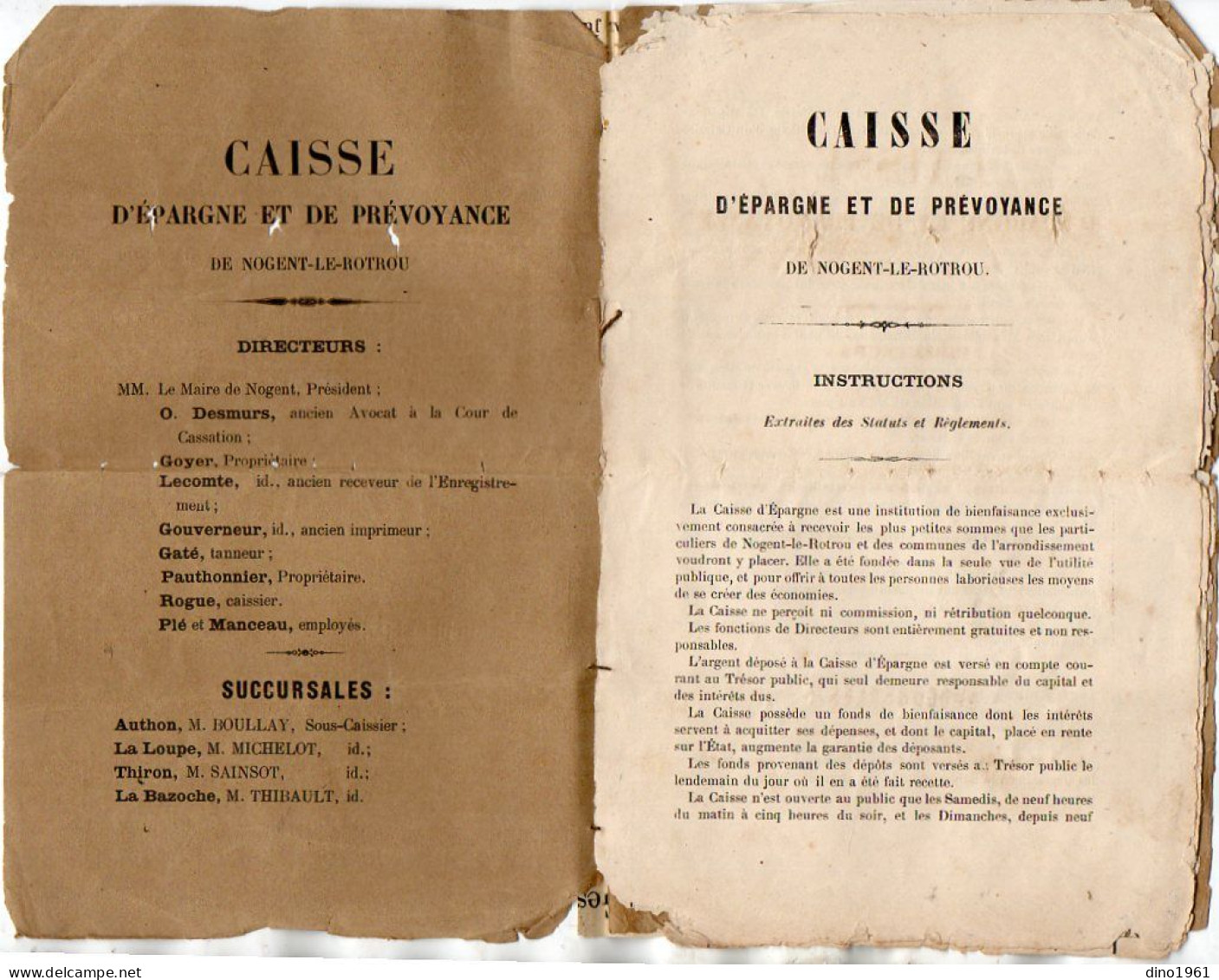 VP23.094 -  NOGENT LE ROTROU 1881 - Livret De Caisse D'Epargne ....M. Louis VAUCEL, Cultivateur à AVEZE - Collections