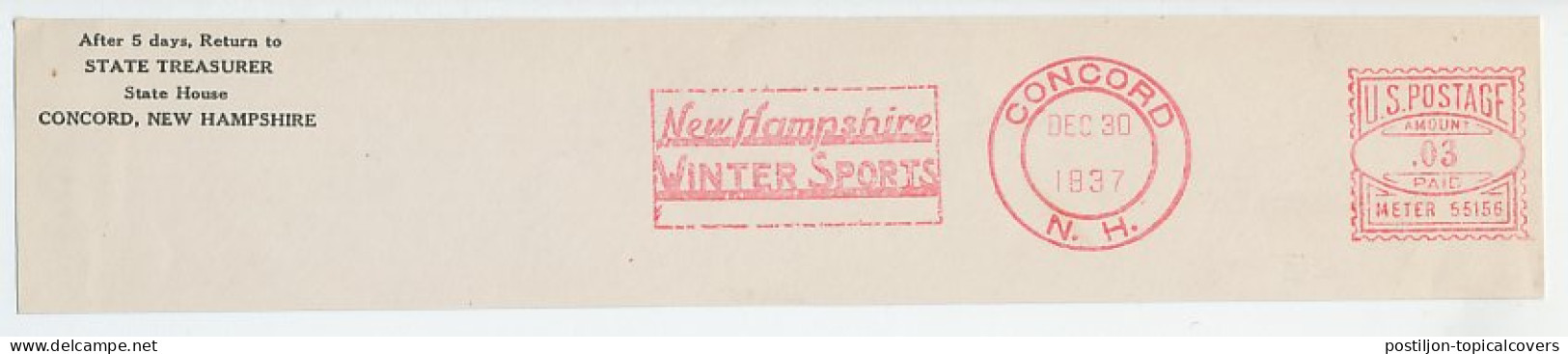 Meter Top Cut USA 1937 Winter Sports - New Hampshire - Wintersport (Sonstige)