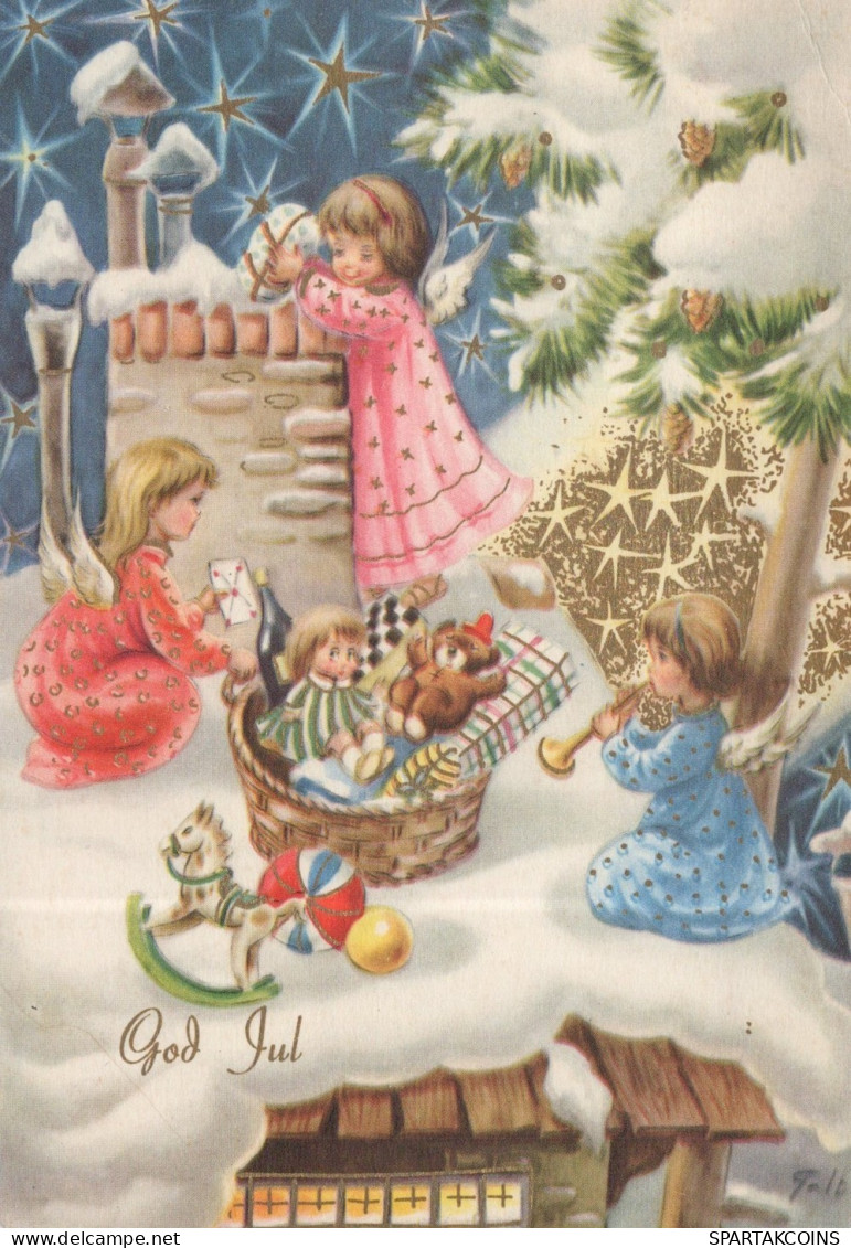 ENGEL WEIHNACHTSFERIEN Feiern & Feste Vintage Ansichtskarte Postkarte CPSM #PAG981.DE - Anges