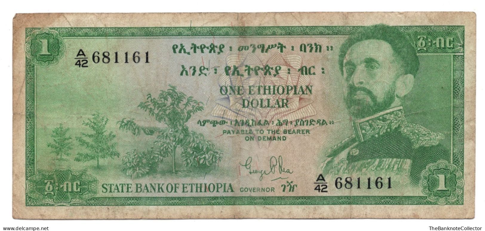 Ethiopia 1 Birr  ND1966 P-25 Fine Emperor Haile Selasse - Ethiopië