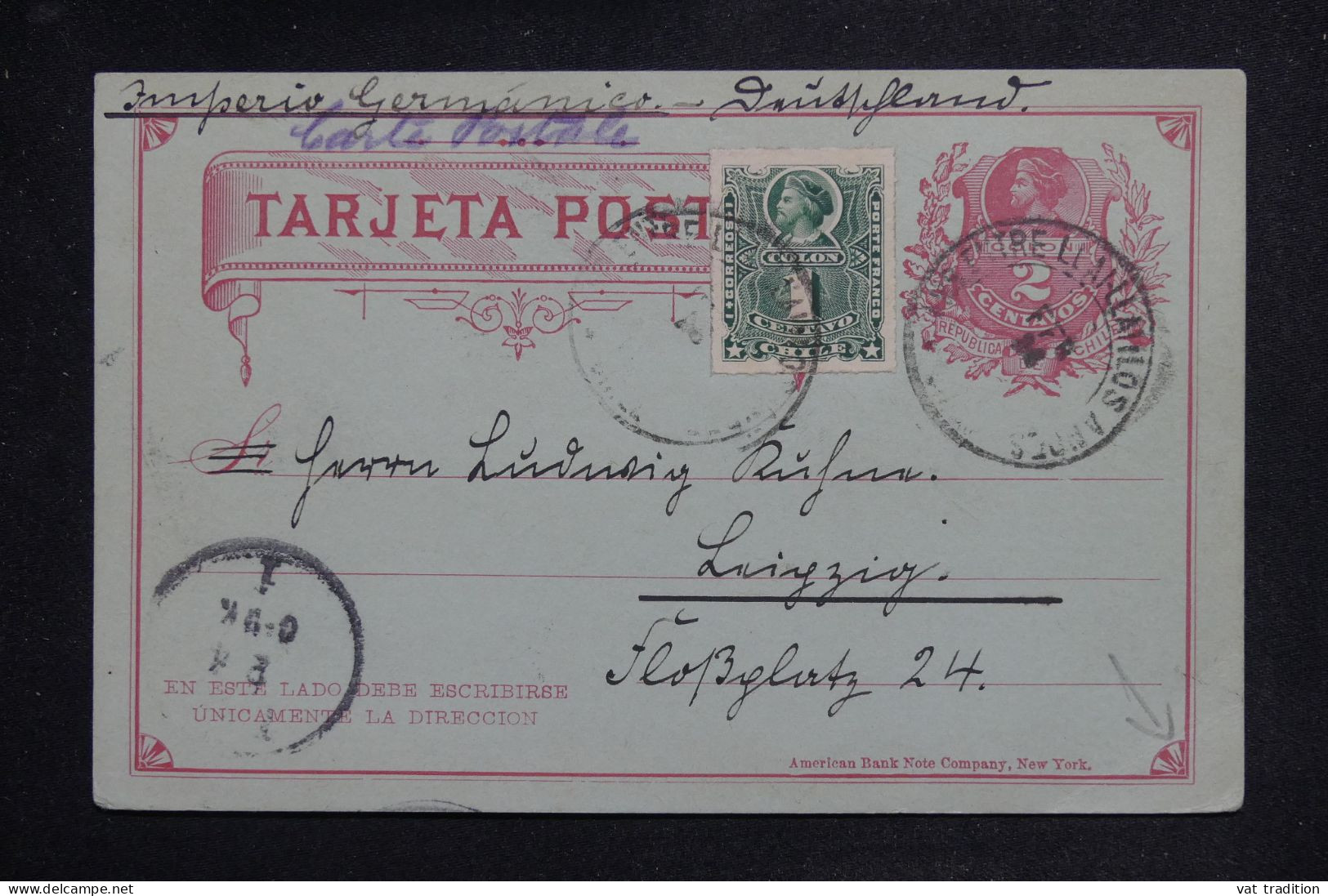 CHILI - Entier Postal + Complément Pour L'Allemagne En 1900 - L 151725 - Cile