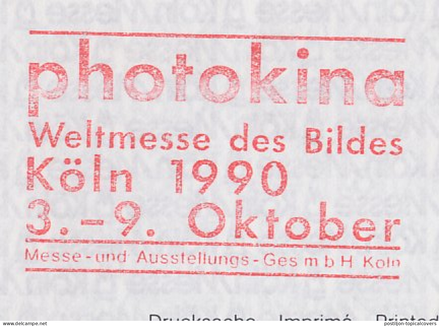 Meter Cover Germany 1990 Photokina - Worlds Fair Of Image - Photography