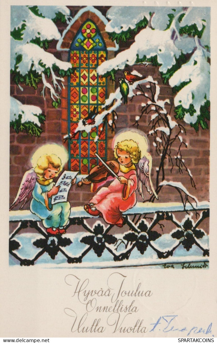 ANGELO Buon Anno Natale Vintage Cartolina CPSMPF #PAG733.IT - Anges