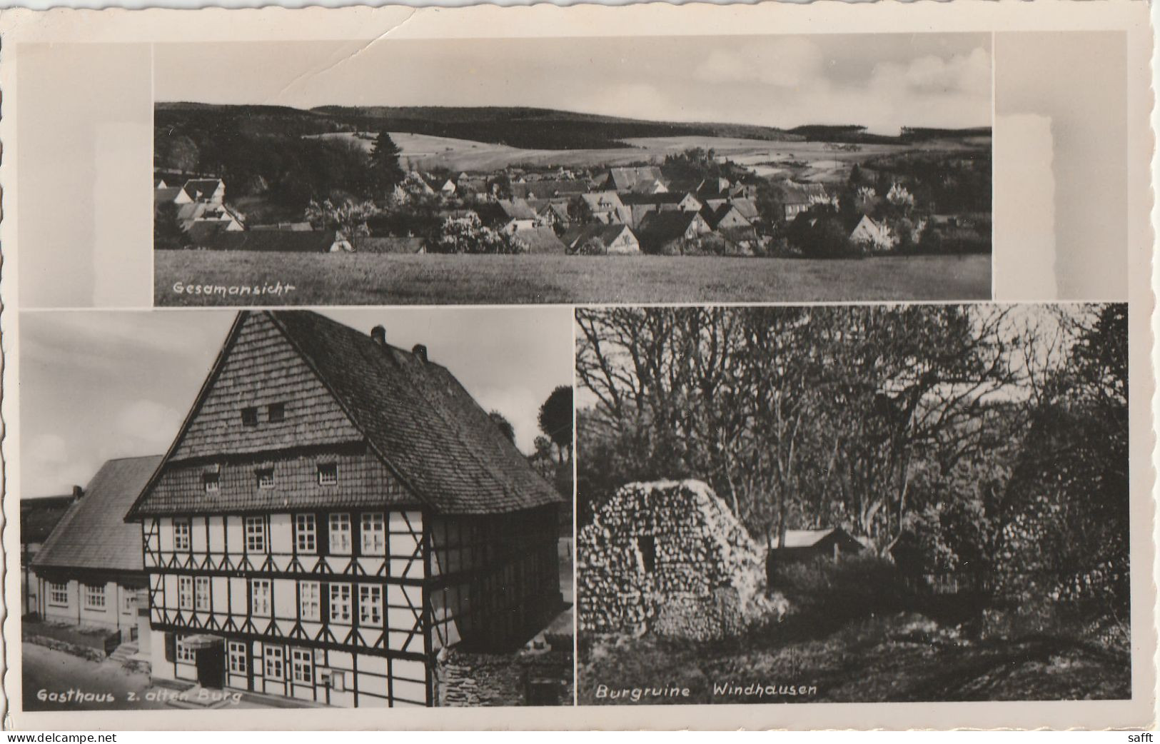 AK Bad Grund, OT Windhausen, 3 Ansichten Mit Gasthaus Zur Alten Burg Um 1955 - Bad Grund