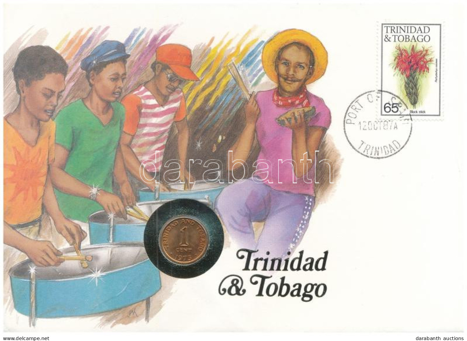 Trinidad és Tobago 1973. 1c Bronz "A Függetlenség 10. évfordulójára" érme Felbélyegzett Borítékban, Bélyegzéssel T:AU Tr - Non Classificati