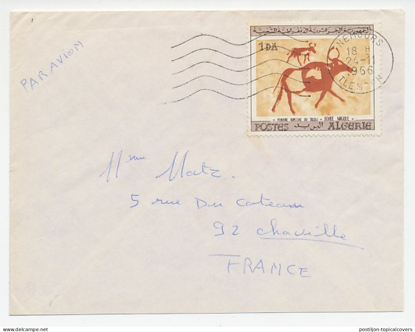 Cover / Postmark Algeria 1966 Rock Drawings - Tassili - Préhistoire