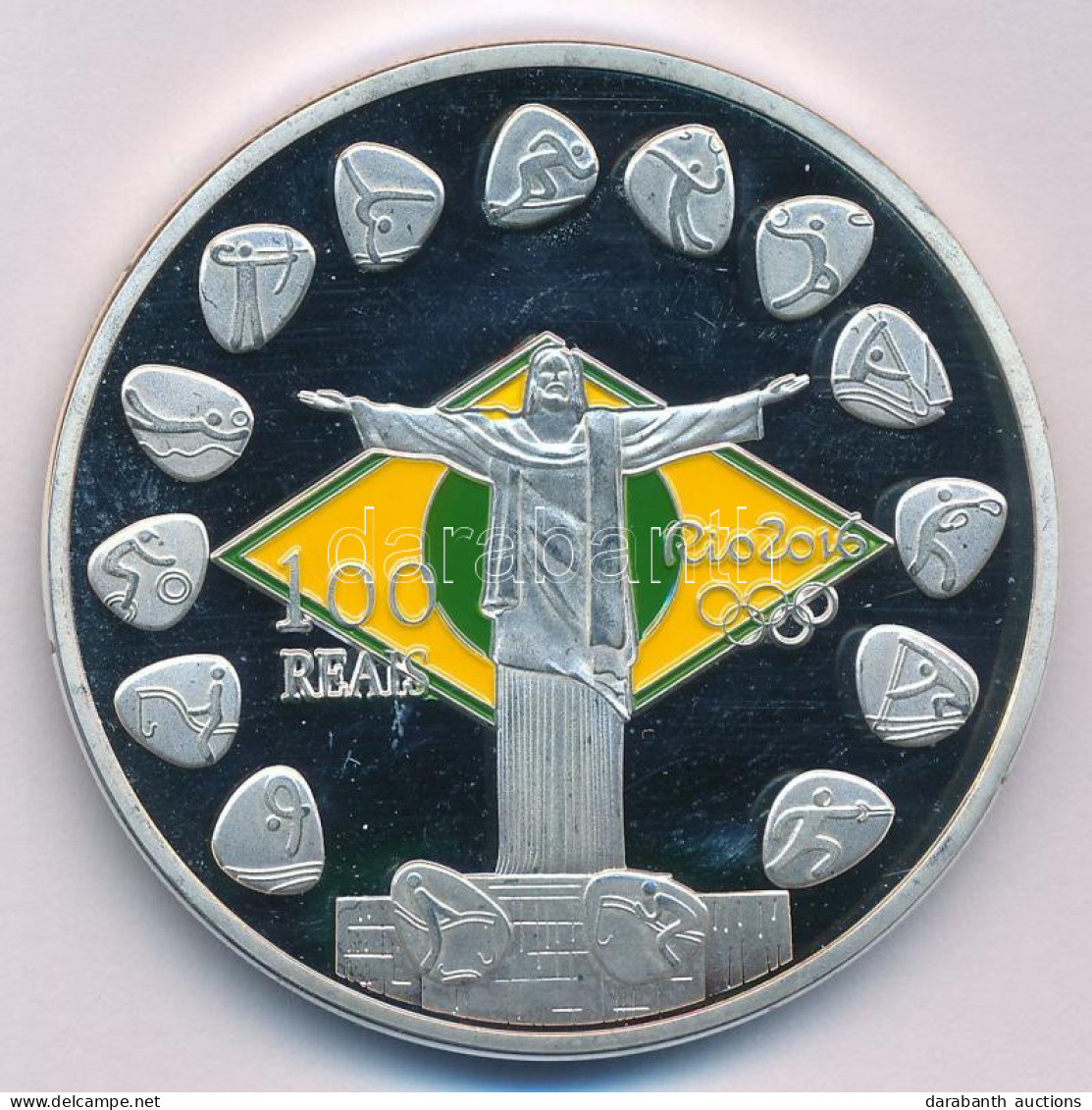 Brazília 2016. 100R "Rio-i Olimpia" Multicolor Ezüstözött Fém Commemorative Coin T:AU (PP) Brazil 2016. 100 Reals "Rio20 - Non Classés