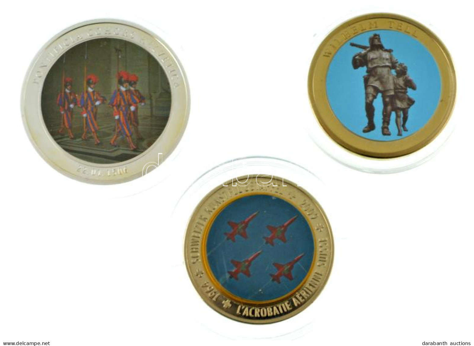 Svájc DN 3db Klf Multicolour Emékérem T:PP Switzerland ND 3pcs Of Diff Multicolour Commemorative Medallions C:PP - Unclassified