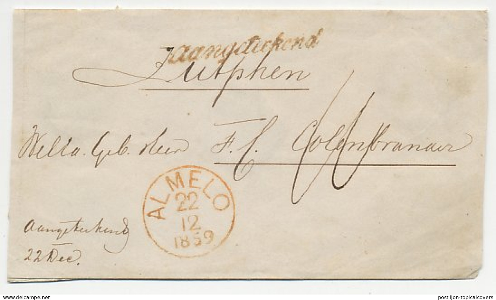 Aangetekend Almelo - Zutphen 1859 - Autres & Non Classés