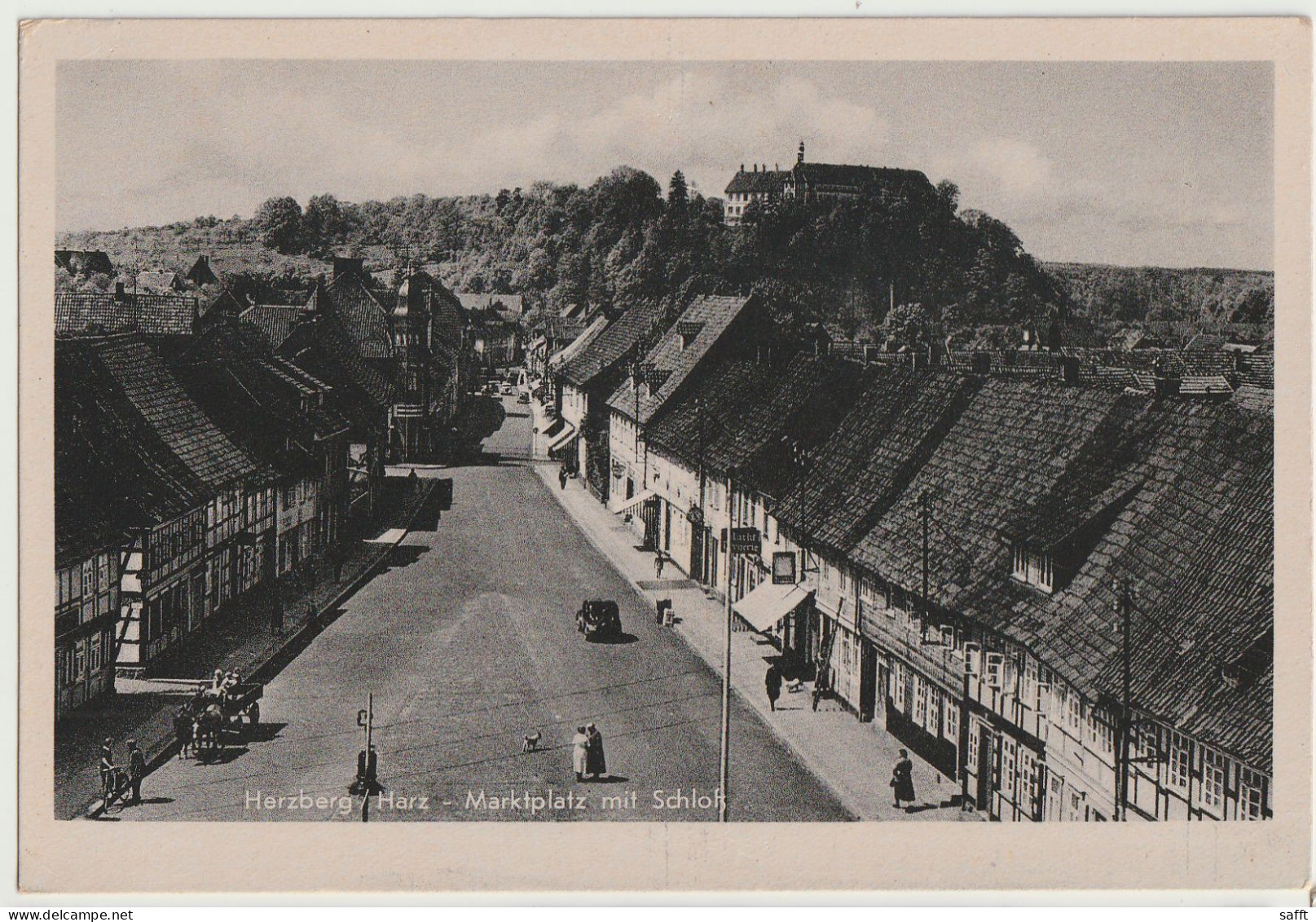 AK Herzberg/Harz, Marktplatz Mit Schloss Um 1940 - Herzberg