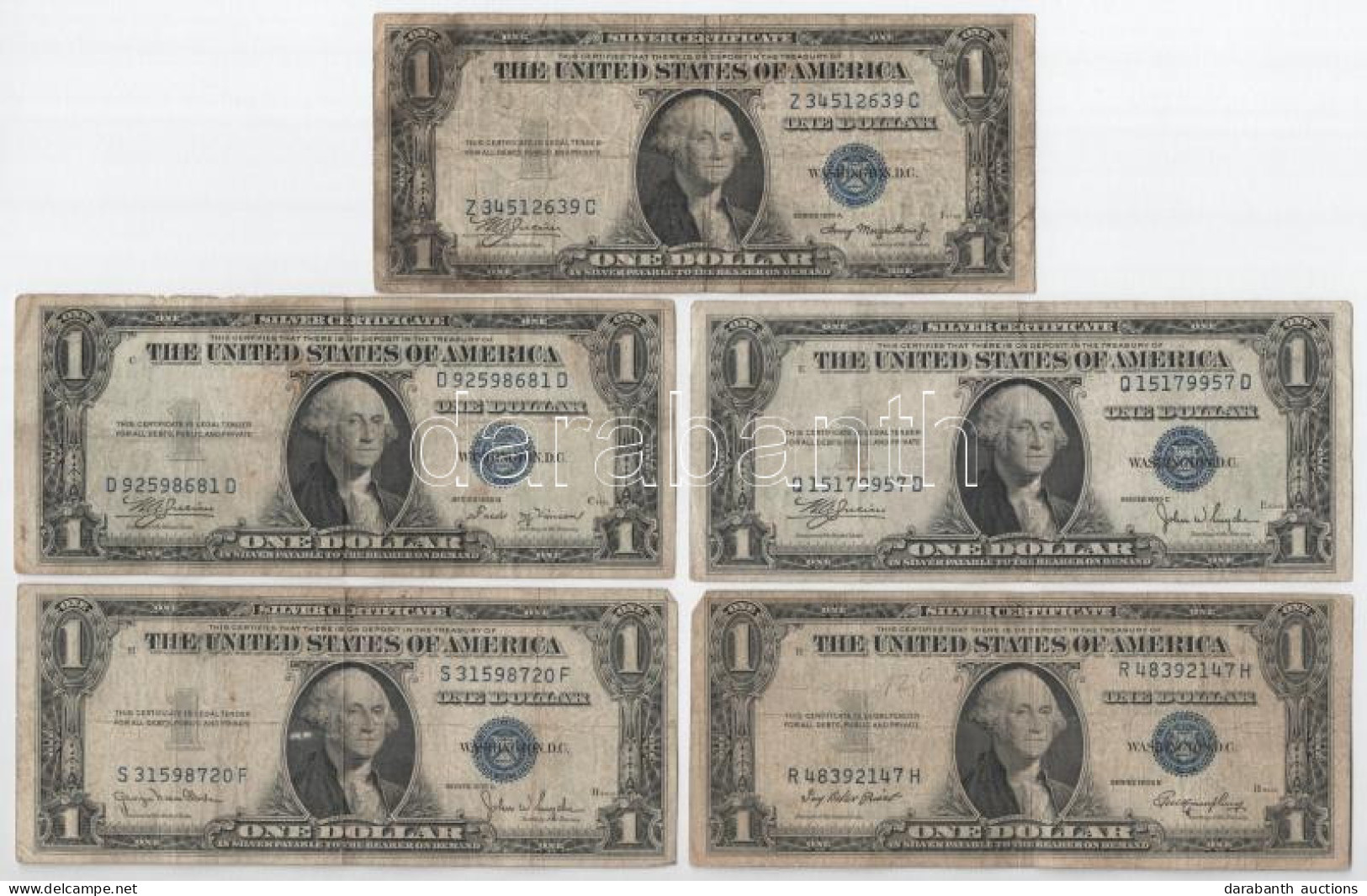 Amerikai Egyesült Államok 1935. 1$ Silver Certificate - Kisméretű", Kék Pecsét (5xklf Sorozat: 1935A, 1935B, 1935C, 1935 - Ohne Zuordnung