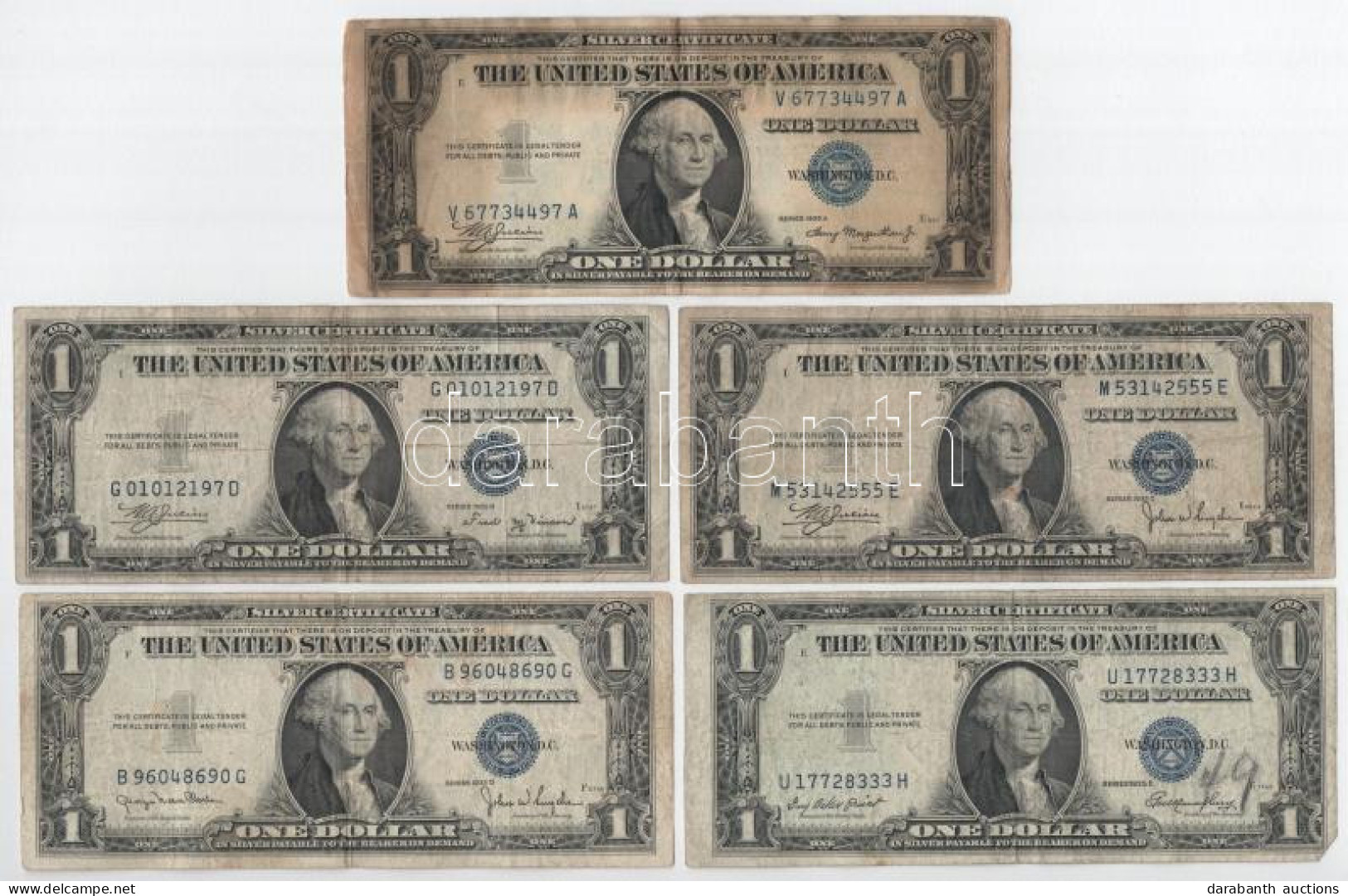 Amerikai Egyesült Államok 1935. 1$ Silver Certificate - Kisméretű", Kék Pecsét (5xklf Sorozat: 1935A, 1935B, 1935C, 1935 - Non Classés