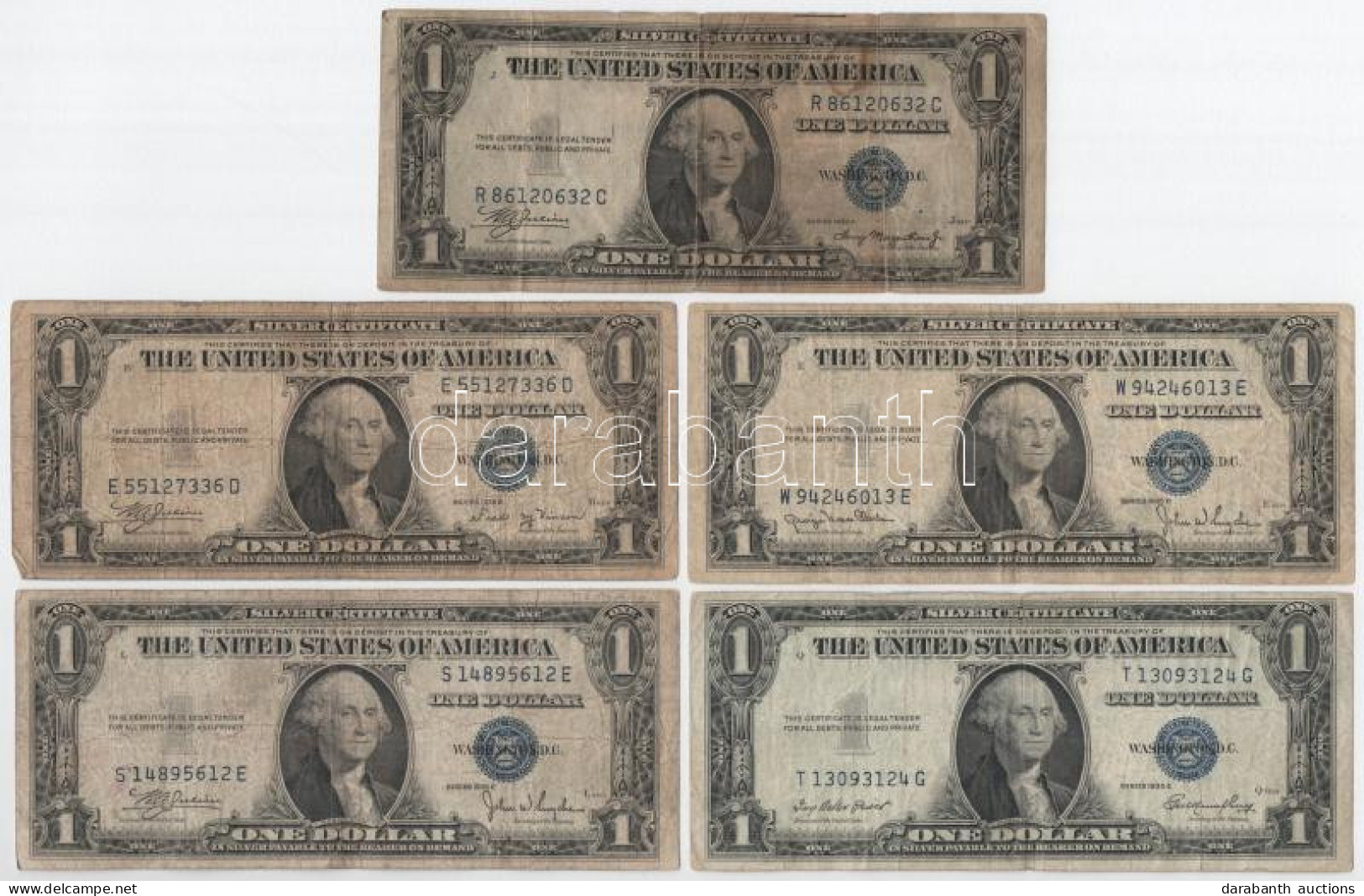 Amerikai Egyesült Államok 1935. 1$ Silver Certificate - Kisméretű", Kék Pecsét (5xklf Sorozat: 1935A, 1935B, 1935C, 1935 - Non Classés