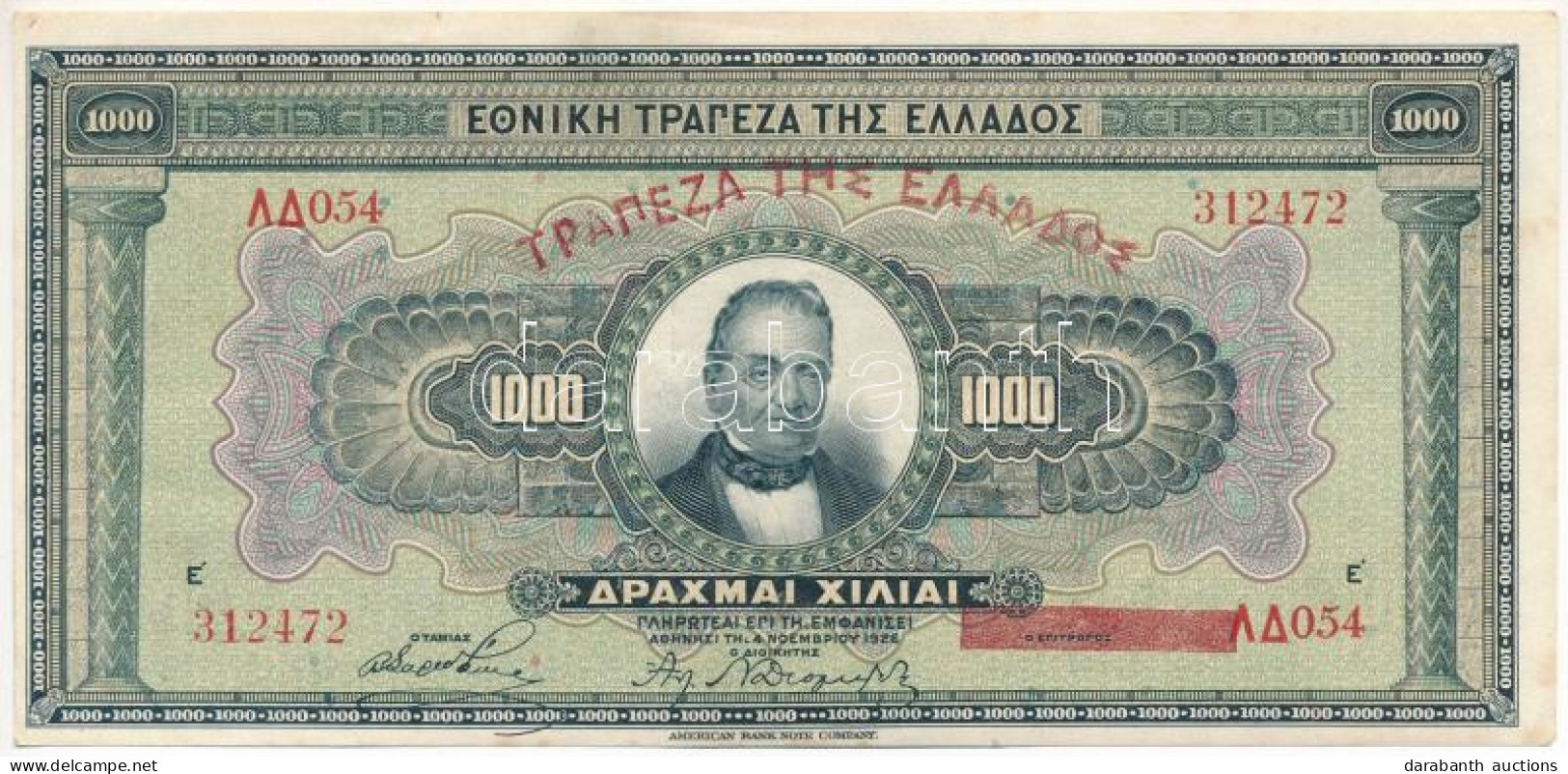 Görögország 1926. 1000Dr T:XF  Greece 1926. 1000 Drachmai C:XF - Ohne Zuordnung