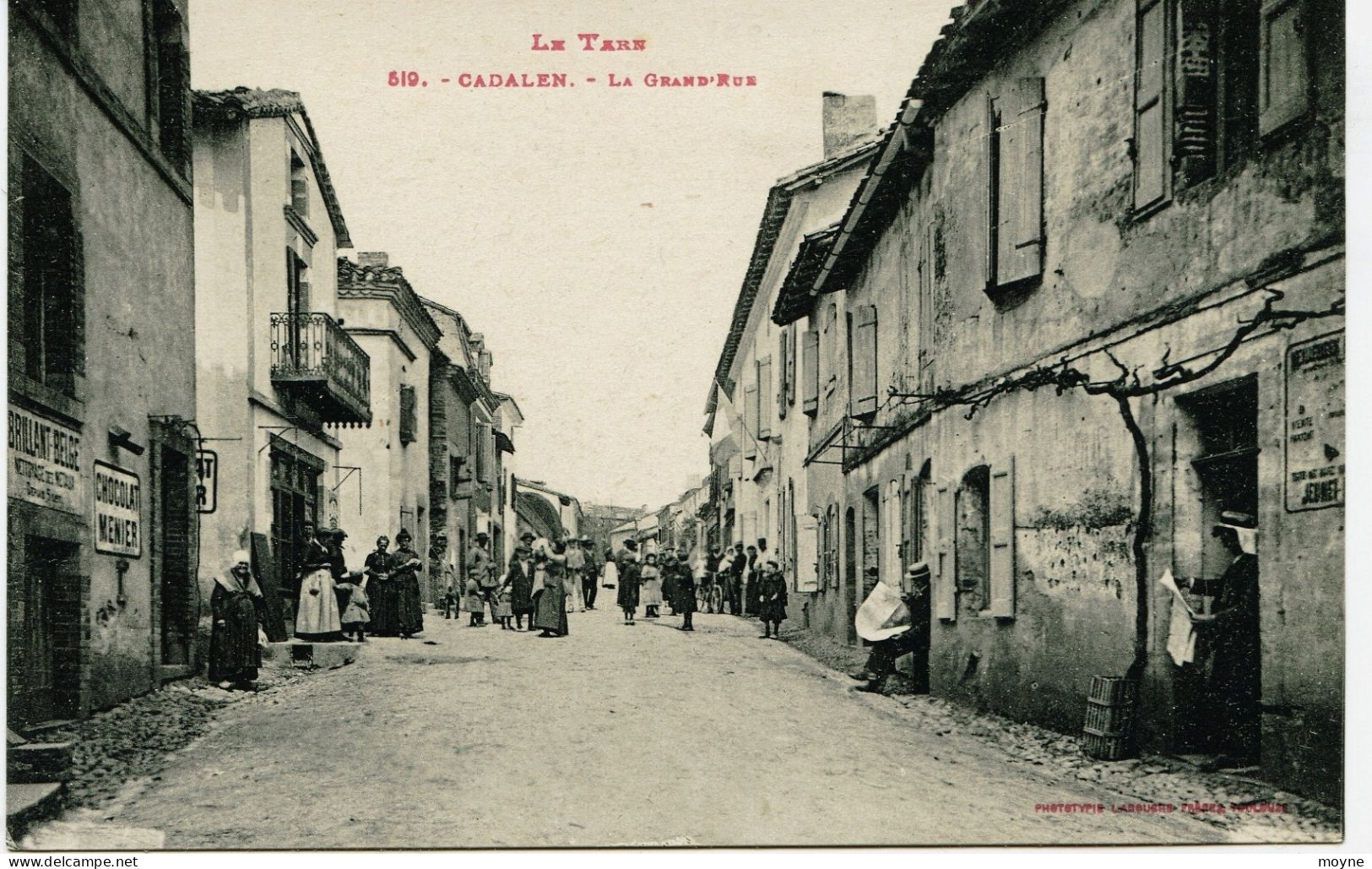 3320 -  Tarn - CADALEN  :  GRAND'RUE  ,  Animée, Publicité Sur Les Murs ..... - Cadalen