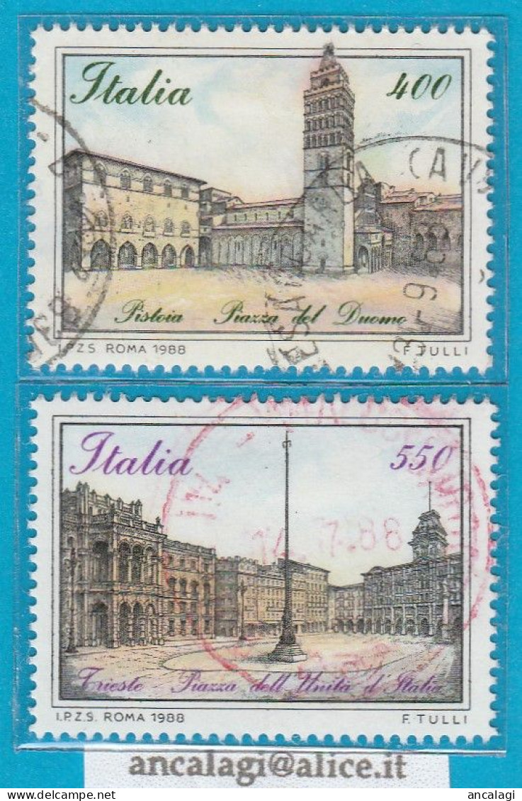 USATI ITALIA 1988 - Ref.0577 "PIAZZE D'ITALIA" Serie Di 2 Val. - - 1981-90: Used