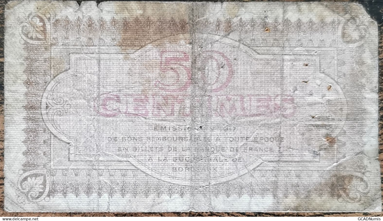 Billet 50 Centimes Chambre De Commerce De BORDEAUX 1917 - Nécessité - Série 49 - Handelskammer