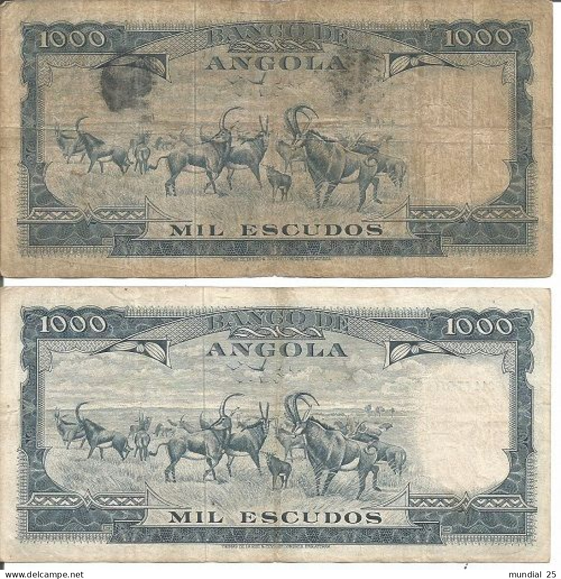 ANGOLA PORTUGAL 1.000$00 ESCUDOS 10/06/1962 + 1.000$00 ESCUDOS 10/06/1970 - Sammlungen & Sammellose
